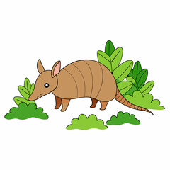 A image of a armadillo in a jungle cartoon vector illustration