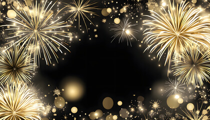 Golden Fireworks Celebrate New Years Eve