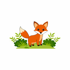 A image of a fox in a jungle cartoon vector illustration