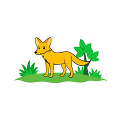 A image of a golden jackal in a jungle cartoon vector illustration