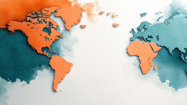 Panoramic Watercolor Map Background Illustration
