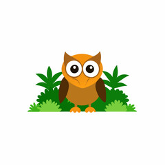 A image of a owl in a jungle cartoon vector illustration