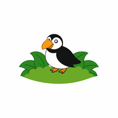 A image of a puffin in a jungle cartoon vector illustration