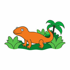 A image of a salamander in a jungle cartoon vector illustration