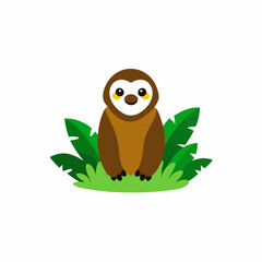 A image of a sloth in a jungle cartoon vector illustration