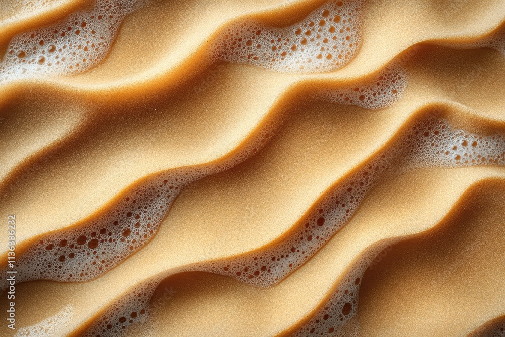 Poster natural texture of sand displaying intricate wave patterns under sunlight at the beach
