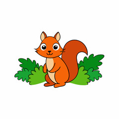 A image of a squirrel in a jungle cartoon vector illustration