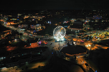 Bournemouth at Christmas Time from Above at Night.