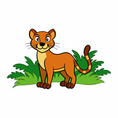 A image of a wildcat in a jungle cartoon vector illustration