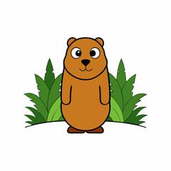 A image of a woodchuck in a jungle cartoon vector illustration