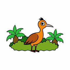 A image of a woodcock in a jungle cartoon vector illustration