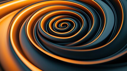 A mesmerizing spiral pattern with rich orange and dark tones, creating a sense of depth and movement.