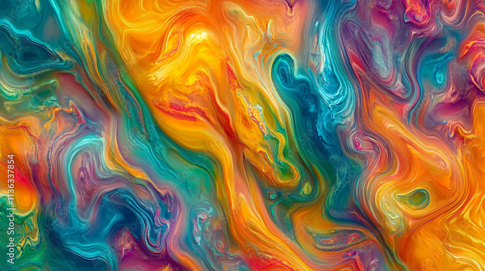 Poster vibrant abstract swirl of colors creating a dynamic visual energy