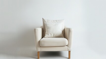 Fototapeta premium Pair of accent pillows on a cozy armchair, isolated on a clean white background.