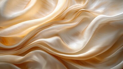 Fototapeta premium Elegant Satin Fabric in Soft Creamy Color with Folds and Drapes