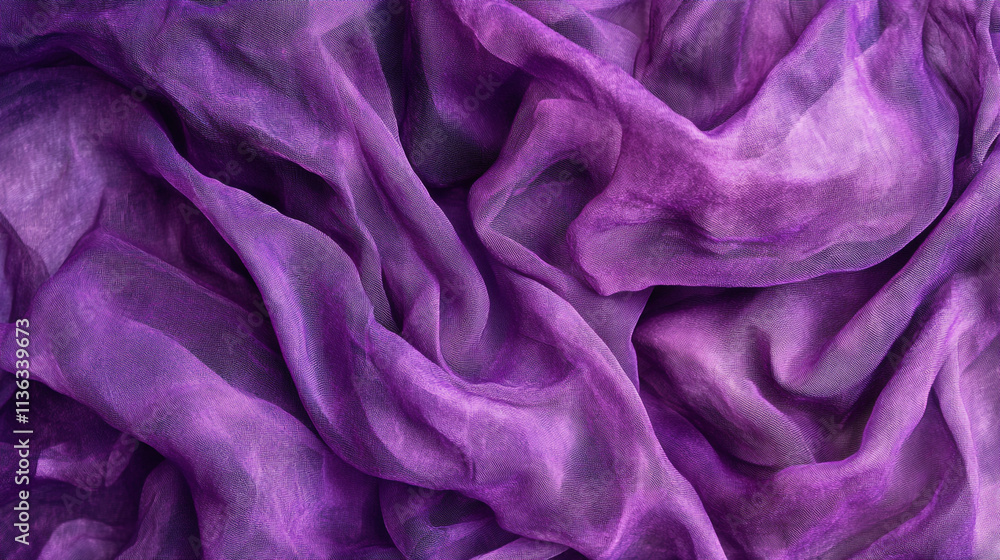 Poster vibrant purple fabric draped elegantly creating soft texture and depth for creative projects