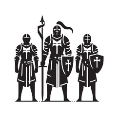 Knights In Armor silhouette vector illustration