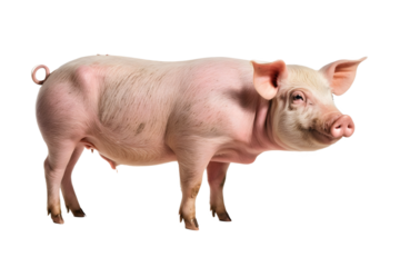 Full shot of a pig isolated on transparent background.