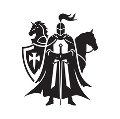 Knights In Armor silhouette vector illustration