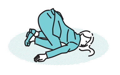 シンプル　イラスト　絶望しているスーツの若い女性