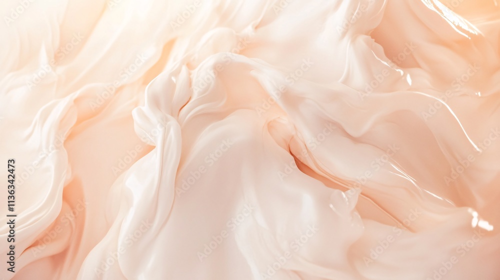 Poster beige cosmetic cream creating smooth waves texture background