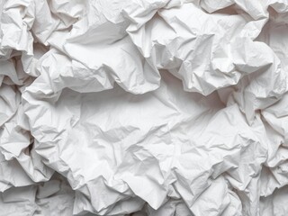 Obraz premium Crumpled white paper with sharp creases and wrinkles, waste, close up