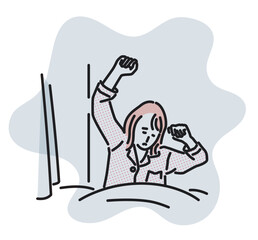 シンプル　イラスト　寝起きが悪い女性