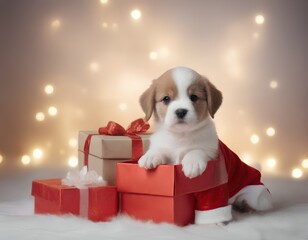 dog with gift