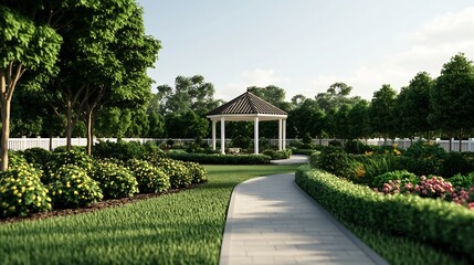 Fototapeta premium Travel Technology Oasis:A Serene Garden Showcasing the Latest Innovations
