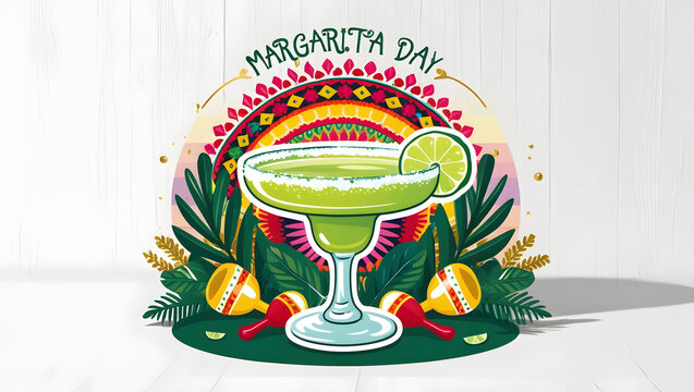 National Margarita Day, illustration of a cocktail party  - Powered by Adobe