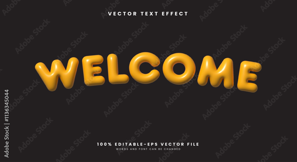 Poster welcome 3d inflated editable text effect template