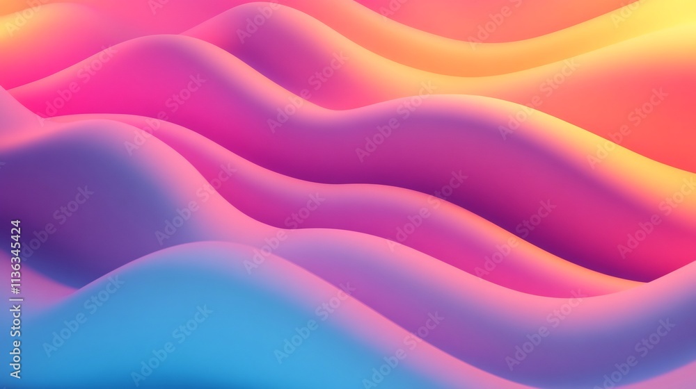 Poster vibrant fluid shapes and soft curves in minimalistic 3d