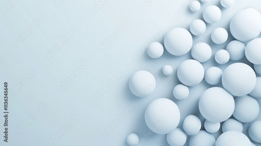 Aufkleber abstract 3d white backdrop with overlapping geometric spheres in futuristic style