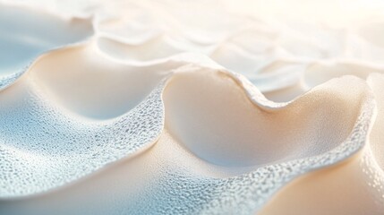 Soft white wavy surface covered with tiny water droplets reflecting light