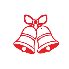 Red Bells with Bow Christmas Illustration