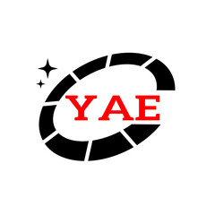 YAE Creative Circular Logo Design in Blue and Black for Corporate Branding and Technology, YAE Blue and Black Tech Logo with Circular Elements for Branding & Visual Identity, YAE LOGO, YAE vector Logo