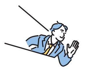 シンプル　イラスト　走るビジネスマンの上半身