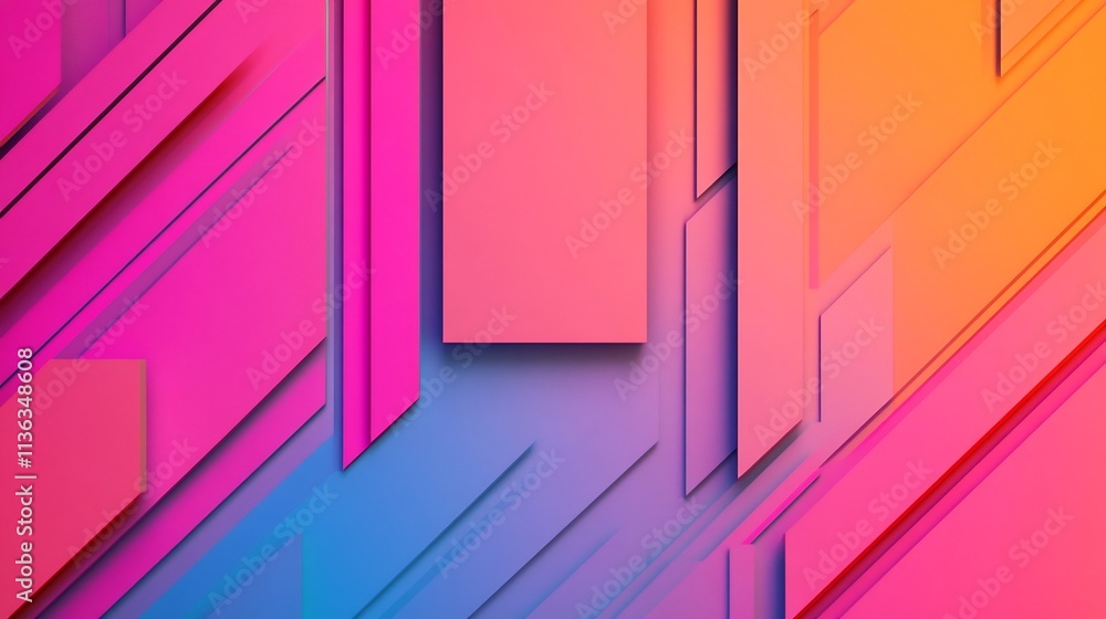 Poster vibrant geometric abstract 3d background with pixelated textures and gradient hues