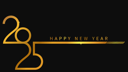 Happy 2025 new year golden banner. Vector template design