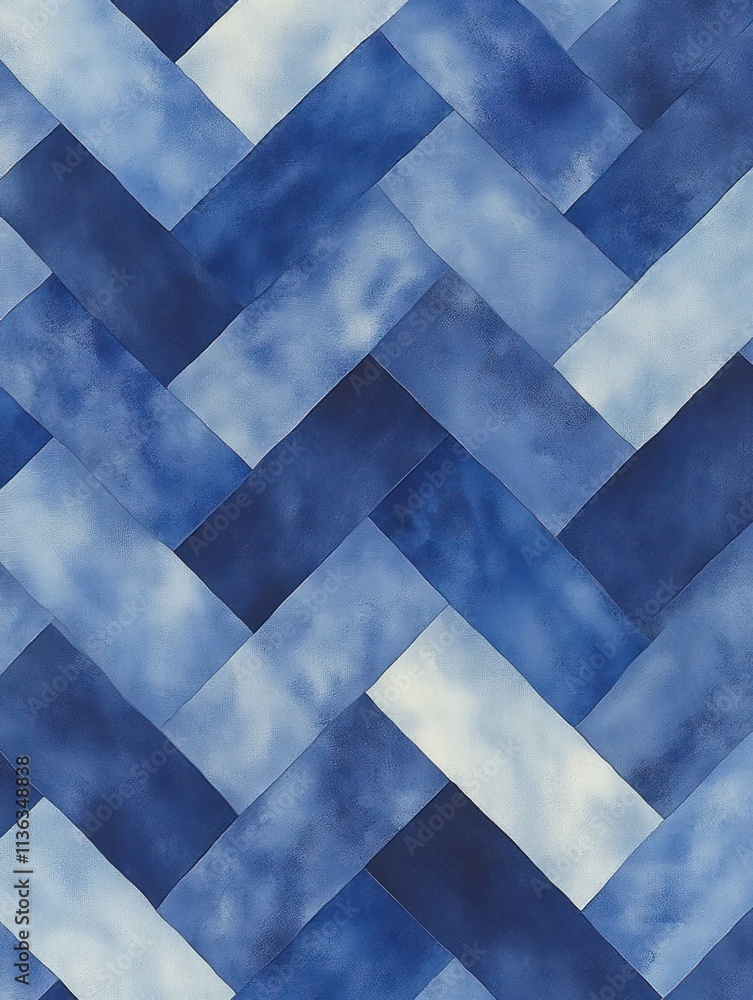 Poster zigzag patterns in alternating shades of cobalt and cerulean create an eye-catching design with vivi
