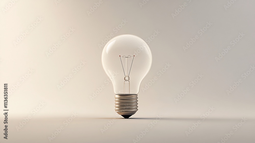 Poster light bulb standing on white surface representing new idea
