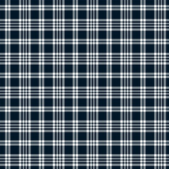 Plaid with twill weave repeat pattern.Checkered tartan gingham seamless pattern in black and white.Geometric graphic vector illustration background design for fabric and prints.