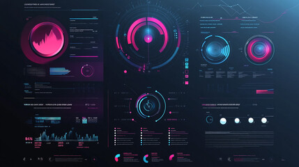 Fototapeta premium Data visualization dashboard displaying metrics and analytics in vibrant colors