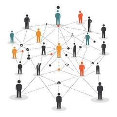 Networking illustration with diverse figures and connections