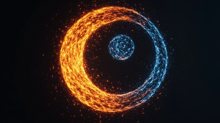 Obraz premium Swirling Yin-Yang of Fire and Water - Cosmic Duality in Luminous Motion