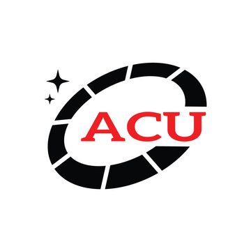ACU Creative Circular Logo Design in Blue and Black for Corporate Branding and Technology, ACU Blue and Black Tech Logo with Circular Elements for Branding and Visual Identity, ACU LOGO, ACU vector 