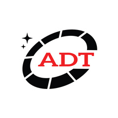ADT Creative Circular Logo Design in Blue and Black for Corporate Branding and Technology, ADT Blue and Black Tech Logo with Circular Elements for Branding and Visual Identity, ADT LOGO, ADT vector 