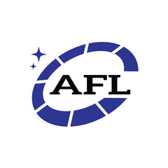 AFL Creative Circular Logo Design in Blue and Black for Corporate Branding and Technology, AFL Blue and Black Tech Logo with Circular Elements for Branding and Visual Identity, AFL LOGO, AFL vector 