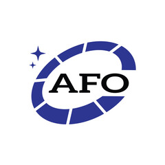 AFO Creative Circular Logo Design in Blue and Black for Corporate Branding and Technology, AFO Blue and Black Tech Logo with Circular Elements for Branding and Visual Identity, AFO LOGO, AFO vector 