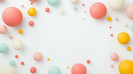 A colorful arrangement of spheres on a white background, creating a playful and modern design.